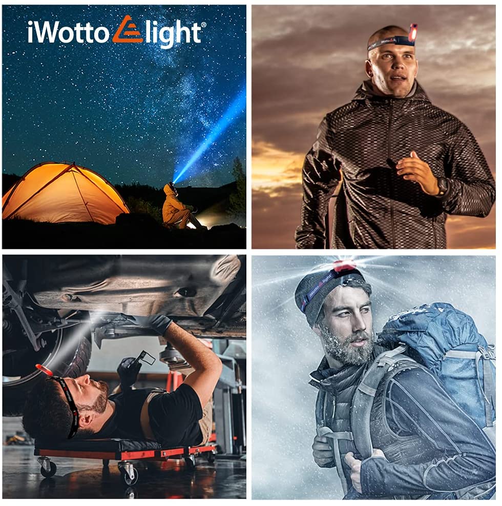 iWotto E light Linterna Frontal LED USB Recargable con Cinta Ajustable y  Soporte para Bicicleta - Alta Potencia y 5 Modos - Impermeable y Resistente  al Polvo - Running, Pesca, Ciclismo, Senderismo 